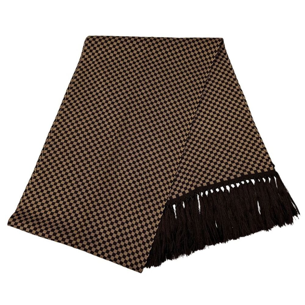 Louis Vuitton Muffler Stole Damier Elshap Smoking Brown Smart Check Scarf - Picture 2 of 5
